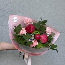 Гортензия шт, Пион шт, Гвоздика шт, Вибурнум шт, Оксипеталум шт, Бумага шт, шт