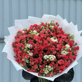 Роза кустовая, Лизиантус Эустома, Дизайнерская упаковка
