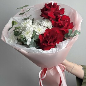 Дуо с розами и хризантемами 💌