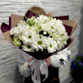 Альстромерия, Хризантема кустовая, Дизайнерская упаковка
