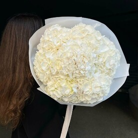 Букет цветов из 7 белых колумбийских гортензий