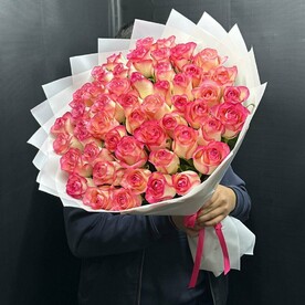 51 розовая роза 60см