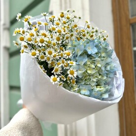 Букет гортензия и ромашка
