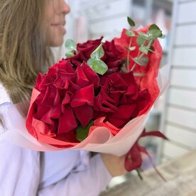 Французские розы, Эвкалипт, Дизайнерская упаковка