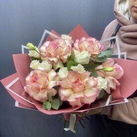 Французские розы, Эвкалипт, Лизиантус Эустома, Пленка матовая