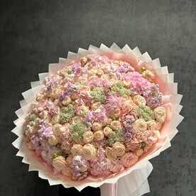 Гортензия, Озотамнус, Роза кустовая, Маттиола, Дизайнерская упаковка, Аквапак
