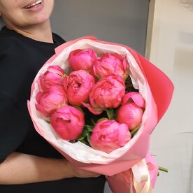 Пион корал шарм, Дизайнерская упаковка, Тишью, Пленка