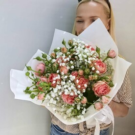 Букет комплимент из кустовой розы на день рождения, для любимой девушки, мамы. 🔥АКЦИЯ