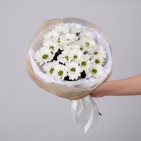 Букет живых цветов из 3 кустовых хризантем | арт: ftf-0069