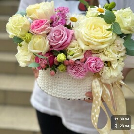 Вязаная Корзина с цветами