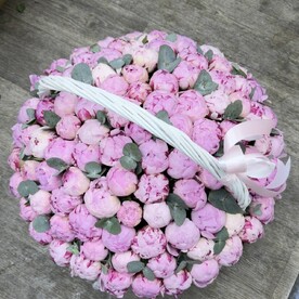 Пион, Эвкалипт, Корзина, Оазис