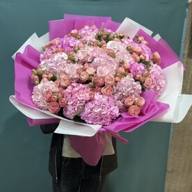 Гортензия, Роза кустовая, Дизайнерская упаковка, Дизайнерская упаковка