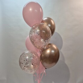 Розовый фонтан из 7 шаров, шары с гелием, шары на день рождения