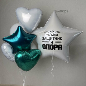 Большая звезда с любой надписью и фонтан из 6 шаров (шарики на Дембель), Гелиевые шары, Воздушные шарики