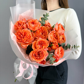 Букет кустовых пион роз 🧡для самой яркой🧡