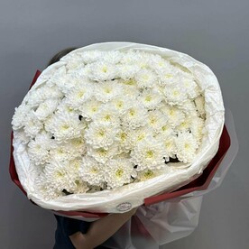 Моно букет из белых хризантем