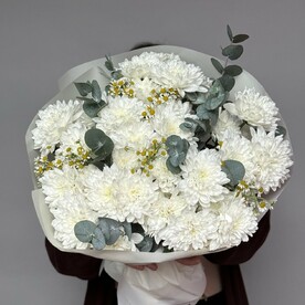 Танацетум, Хризантема кустовая, Эвкалипт, Дизайнерская упаковка