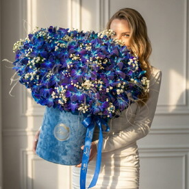 Цветы в коробке 101 космическая ночь. Композиция 506. Leora Flowers дом цветочной моды