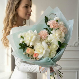 Букет из французских роз. Монобукет 3086. Leoraflowers