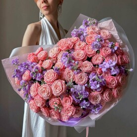 Роза кустовая, Маттиола, Тишью, Пленка матовая