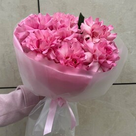 Розовые французские розы 9 шт