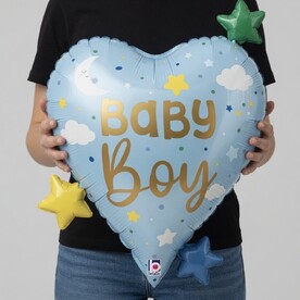 Воздушный шар Сердце голубое baby boy