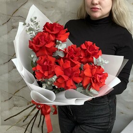 Роза, Эвкалипт, Дизайнерская упаковка