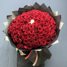 Букет из 101 красной розы с одной белой