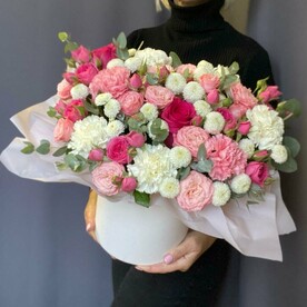HIT🌸Цветы в коробке нежный микс