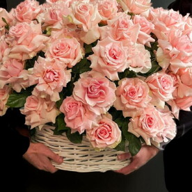 Корзина с французскими розами 51 шт
