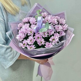 Букет из 5 розовых хризантем