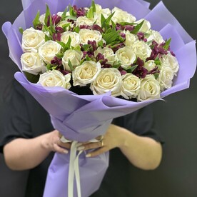 Роза аваланч, Альстромерия, Дизайнерская упаковка