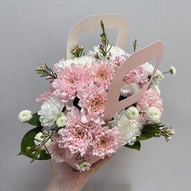 Хризантема, Гвоздика, Сантини, Хамелациум, Сумочка