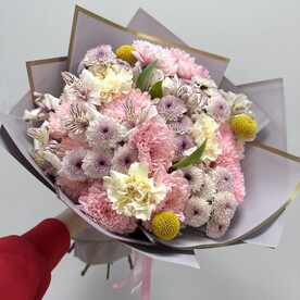 Хризантема, Альстромерия, Диантус, Краспедия, Пленка дизайнерская