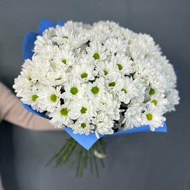 Букет из нежно белой кустовой хризантемы