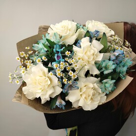 Альстромерия шт, Роза французская шт, Танацетум шт, шт, Крафт шт