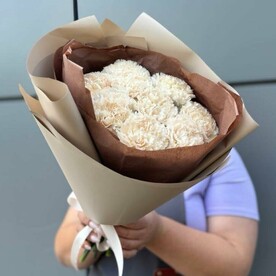 Букет из 9 нежных кремовых гвоздик
