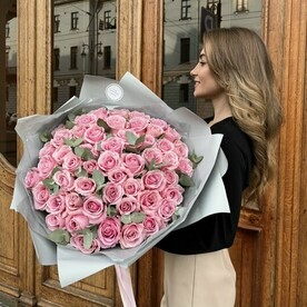51 Розовая Роза Премиум 60см