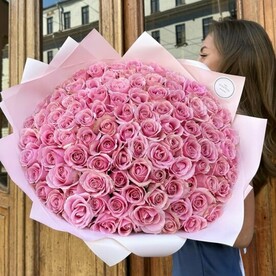 101 Розовая Роза Премиум 60см