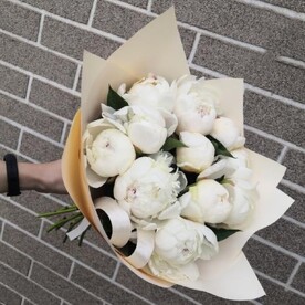 Букет из 11 белоснежных пионов Марсель