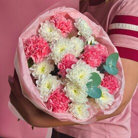 Гвоздика, Хризантема, Эвкалипт, Упаковка