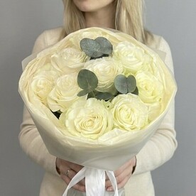 Роза мондиал, Эвкалипт, Пленка корейская, Тишью, Подкормка для цветов, Открытка