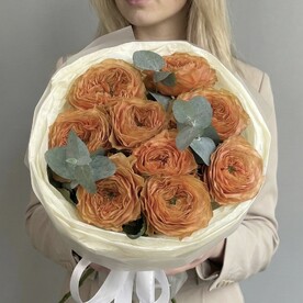 Роза пионовидная, Эвкалипт, Пленка корейская, Тишью, Открытка, Подкормка для цветов