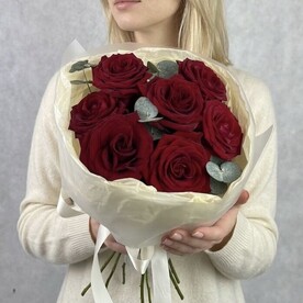 Роза ред наоми, Эвкалипт, Пленка, Тишью, Открытка, Подкормка для цветов
