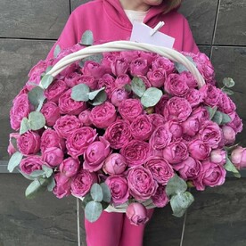 35 мини пион в корзине