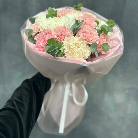 Микс из  19 диантусов и эвкалипта