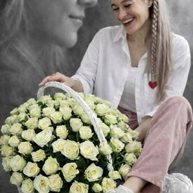 Корзина из 101 розы