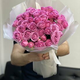 Роза пионовидная кустовая Мисти Баблс, Стильная упаковка