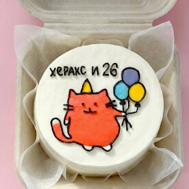 Бенто-торт "Котик" 400г. - красный бархат с клубникой, арт: 8016