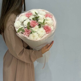 Хризантема кустовая, Диантус, Эвкалипт, Упаковка